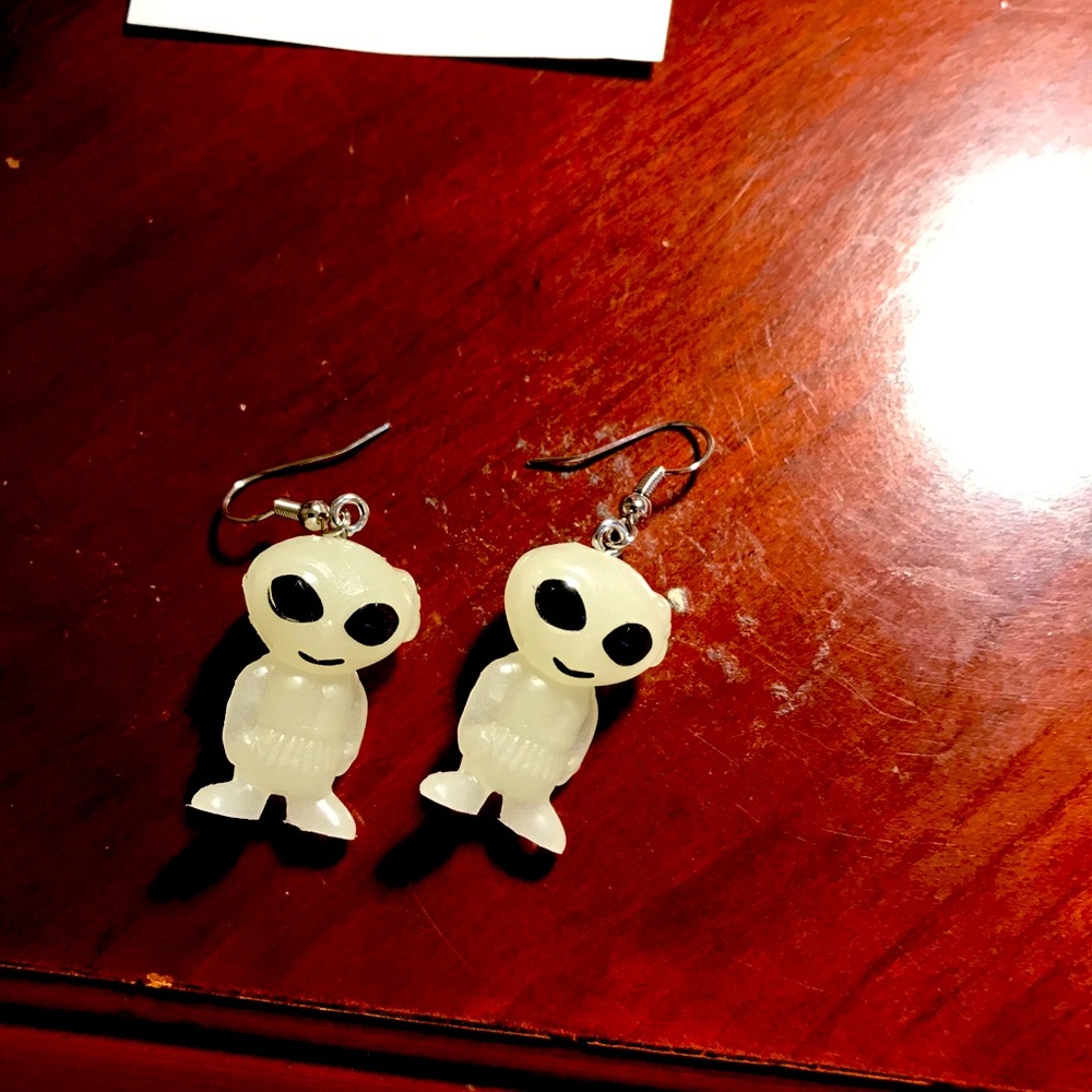 Glow in the dark alien earrings